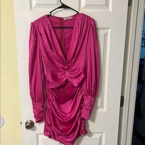 Elegant Pink Long Sleeve Dress